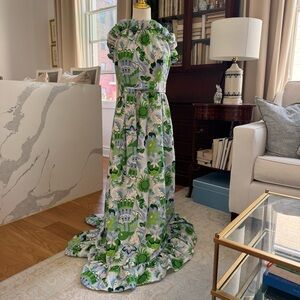 CK Bradley Green and Blue Halter Maxi Dress